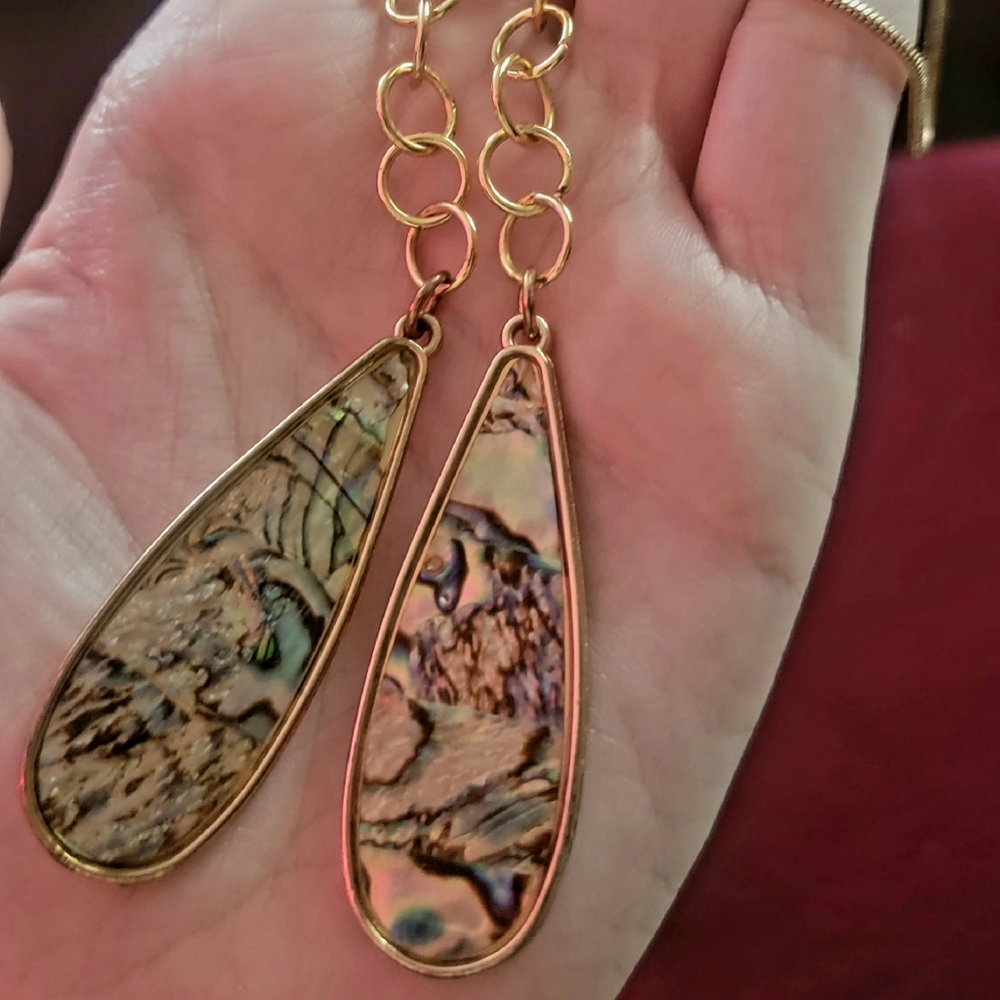 NEW WOT Claspless Abalone Shell Double-Pendant Chain